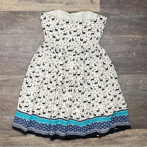 Anna Sui Strapless 100% silk dress with llama print size 6 B140 - Picture 6 of 6